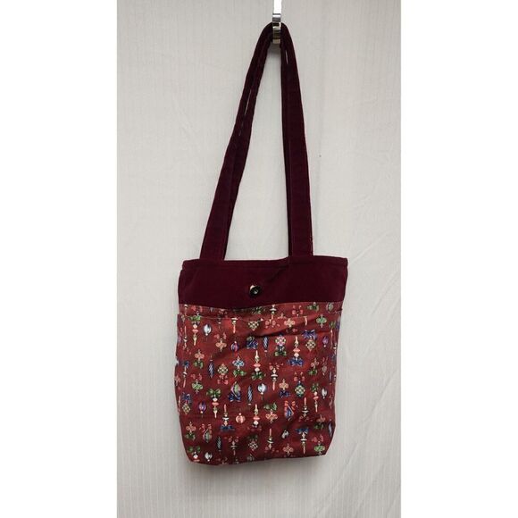 Vintage Christmas Art Tapestry Purse Tote Bag Beaded Fringe Xmas Santa Velvet - Picture 11 of 16